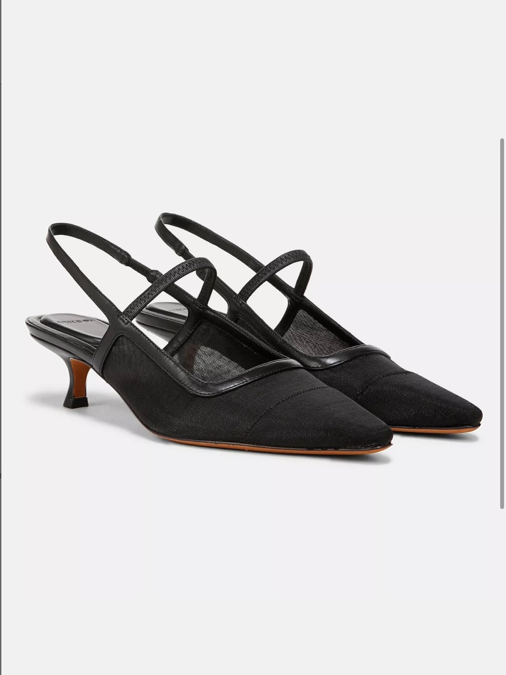 Venice Leather and Mesh Slingback Kitten Heel